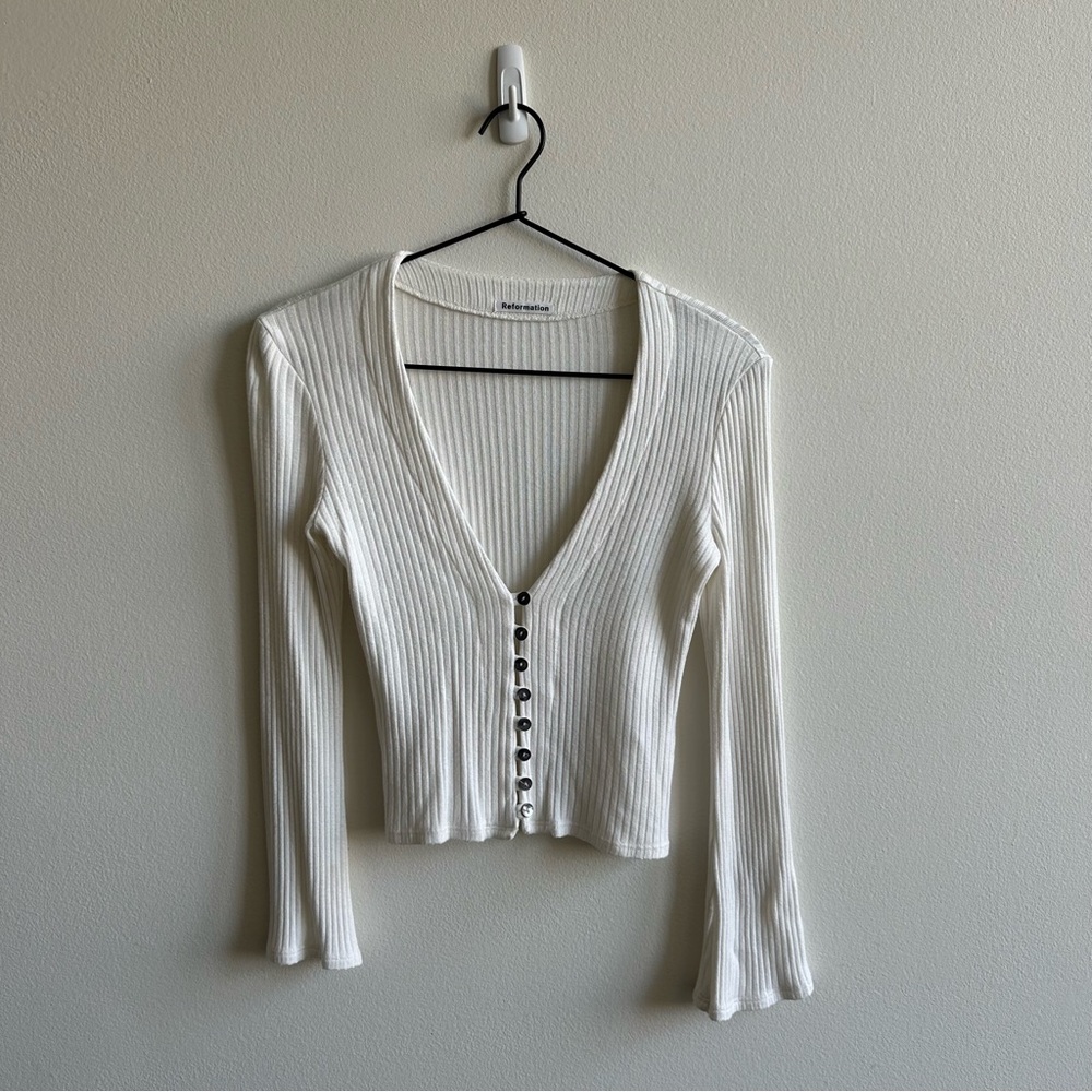 Reformation Ribbed Button-Up Top